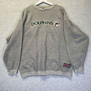 Miami Dolphins Men’s Size Large Vintage 90s Oversized Crew Neck Sweatshirt Grey